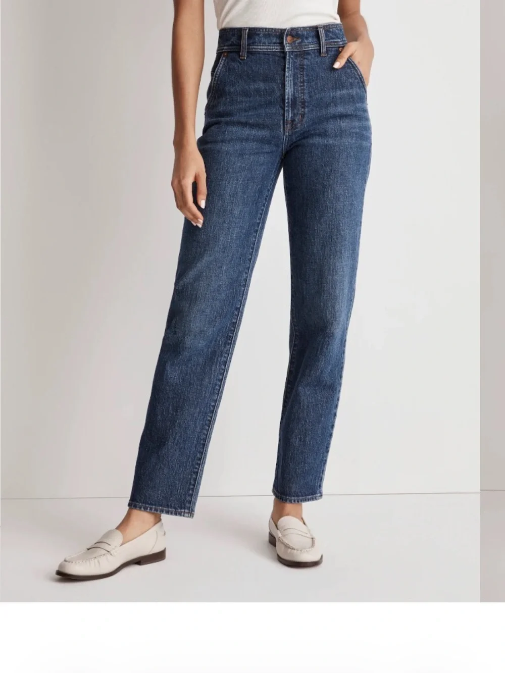 Madewell Straight-Leg Jeans in Dark Blue Denim